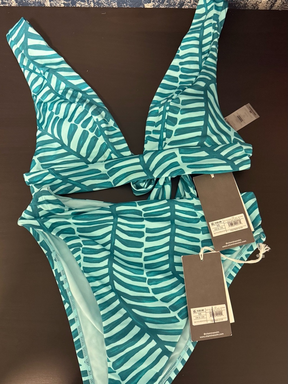 Teal Leaf-Print One Piece Swimsuit